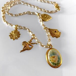 Vintage Freshwater Pearl Charm Necklace